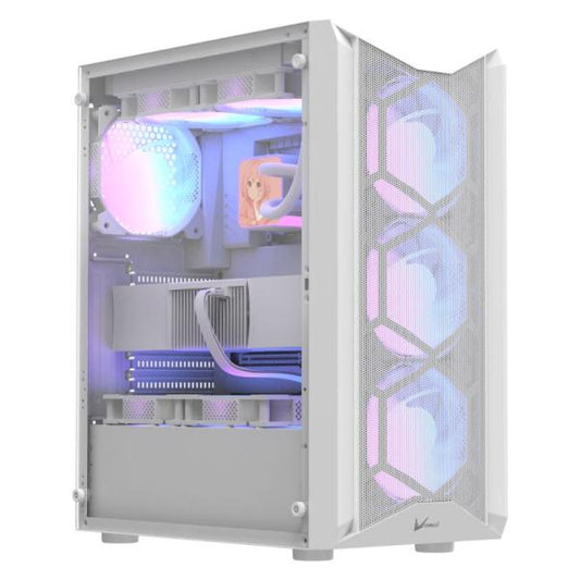CASE ARGB FORMULA V LINE AIR POWER G1 PLUS WHITE MID TOWER VENTILADORES 6 DE 120 MM CON MALLA FRONTAL Y VIDRIO LATERAL 4711401663591