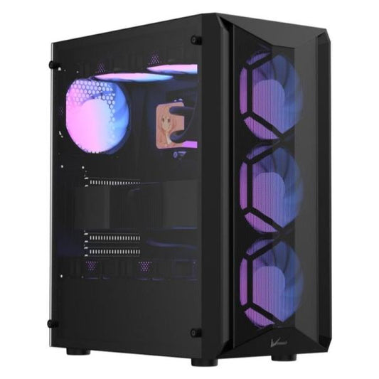 CASE ARGB FORMULA V LINE AIR POWER G1 PLUS BLACK MID TOWER VENTILADORES 6 DE 120 MM CON MALLA FRONTAL Y VIDRIO LATERAL 4711401663614