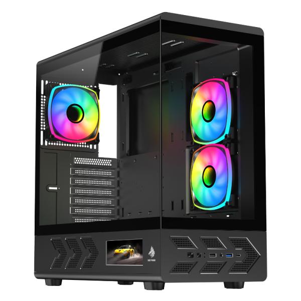 CASE EAGLE WARRIOR CG01J6RA001C MID TOWER SIN VENTILACION INCLUIDA CON VIDRIO TEMPLADO SIN FUENTE CON PANTALLA DE 5"