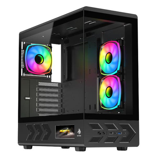 CASE EAGLE WARRIOR CG01J6RA001C MID TOWER SIN VENTILACION INCLUIDA CON VIDRIO TEMPLADO SIN FUENTE CON PANTALLA DE 5"