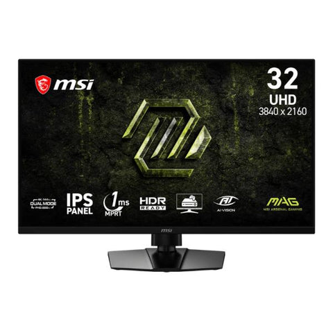 Monitor Gaming MSI Mag 321UPD E14 31.5 Pulg Plana 4K 144HZ/288HZ Ips AMD Freesync Premium Displayport/hdmi/audífonos 9S6-3DE49M-001 Negro