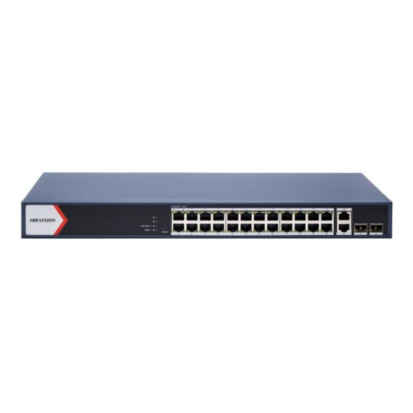 SWITCH HIKVISION DS-3E1528P-EI/M 24 PUERTOS GIGABIT POE 2 RJ45 2 FIBRA ADMINISTRABLE