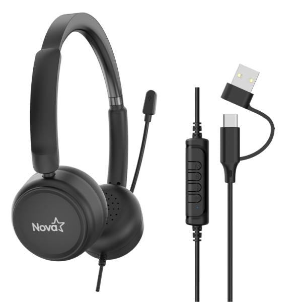 HEADSET NOVA ALÁMBRICO USB-C CON MICRÓFONO ENC FHS44160001C