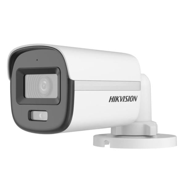 CÁMARA MINI BULLET ANALÓGICA HIKVISION DS-2CE10DF0T-LFS 2 MP 1080P 2.8 MM COLORVU SMART HYBRID LIGHT AUDIO TVI AHD CVI CVBS IP67