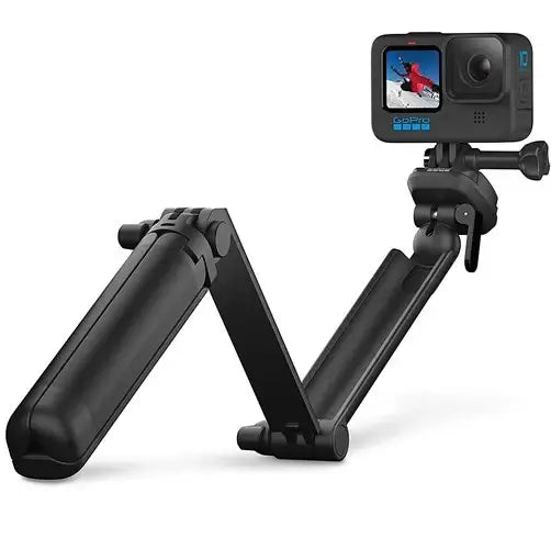 trípode empuñadura sumergible GOPRO 3WAY 2.0 en posición desplegada con cámara