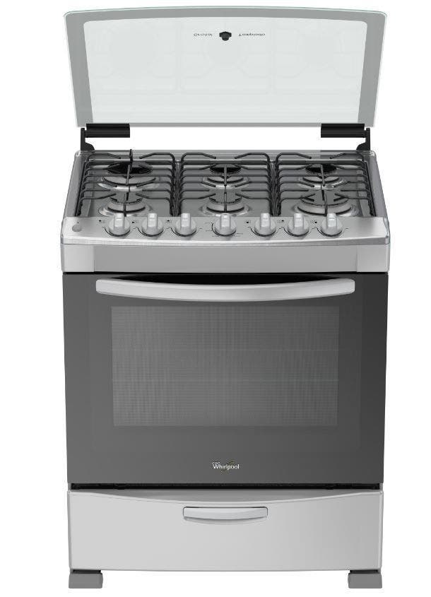 Cocina A Gas Whirlpool - 30 Pulgadas - Capelo De Cristal Templado - 6 Quemadores - Horno 5.1 Pies Cúbicos - Acero Inoxidable
