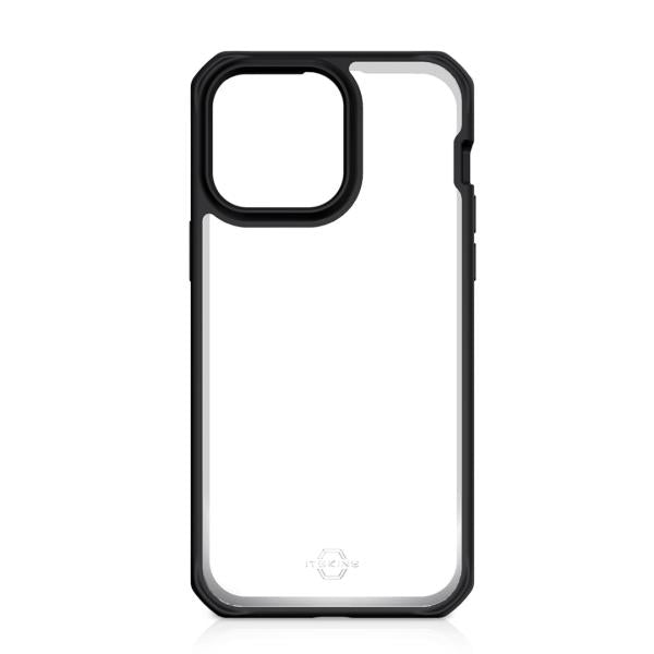 ITSKINS CASE FOR APPLE IPHONE 14 PRO MAX ( 6.7" ) HYBRID R // SOLID, PLAIN BLACK AND TRANSPARENT