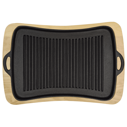 Jim Beam Sarten Hierro Fundido 14" Con Bandeja Madera Jb0206