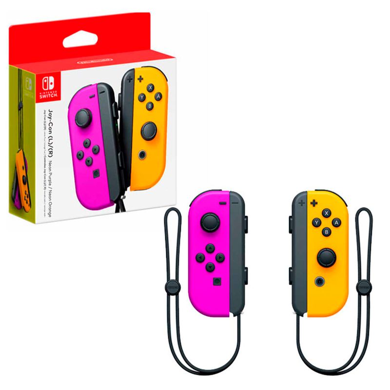 CONTROL NINTENDO JOYCON VIOLETA Y NARANJA NEON para Nintendo Switch con conectividad inalámbrica y sensores de movimiento.