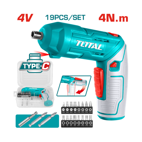He/desatornillador total 4v 1/4" 12pc tsdli0402 tsdli0442