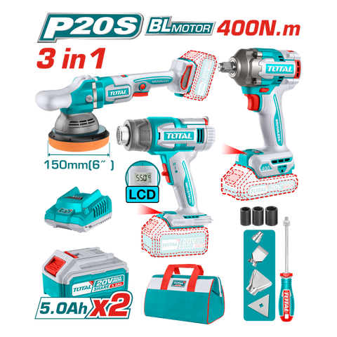 HE/COMBO TOTAL 20V 3PC PIST IMP+PULID+PIST CALOR UTOSLI240863