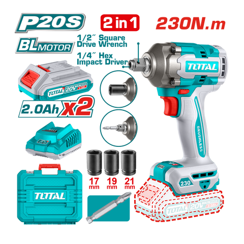 HE/PISTOLA IMPACTO TOTAL 1/2 20V 230NM 2BAT UTIWLI20236