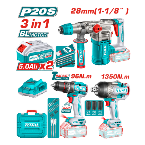 HE/COMBO TOTAL 20V 3PC PIST IMP 1350N+ROTOM+TALAD UTOSLI250281 P