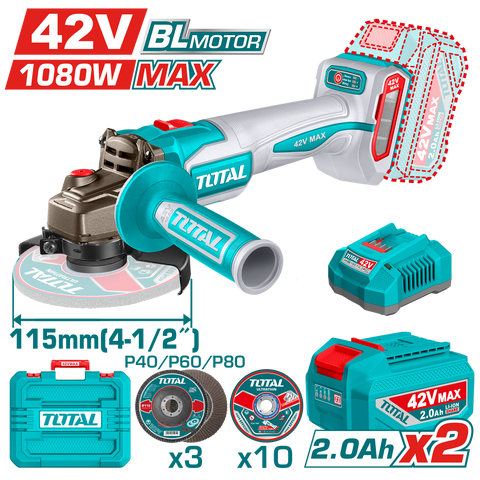 He/esmeriladora angular total 41/2 42v 1080w 2bat utagli4108112
