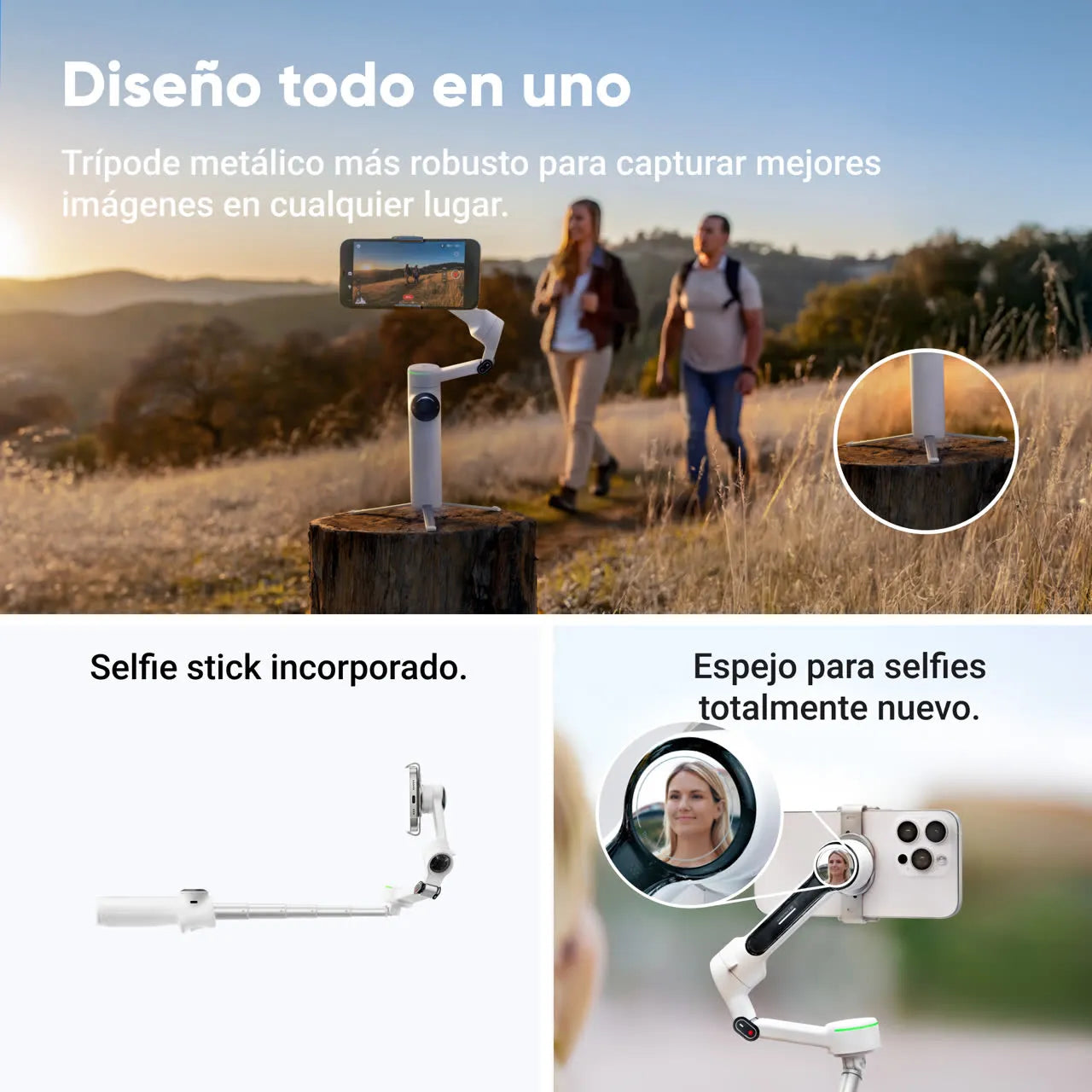 TRIPODE INSTA360 FLOW 2 AI TRACKER BUNDLE WHITE INS-FW2-TCK-WH