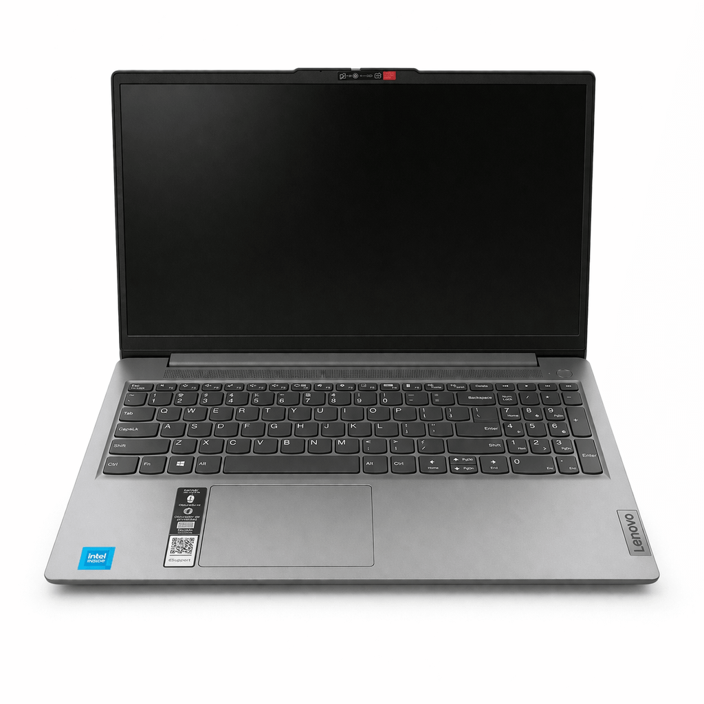 Laptop Lenovo IdeaPad Slim 3 vista frontal con teclado y pantalla en negro