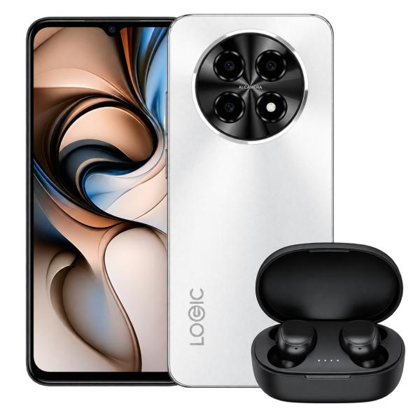 TELÉFONO CELULAR LOGIC L66F 4GB RAM 128GB 6.6" HD+ DUAL SIM 4G CON AUDÍFONOS TWS