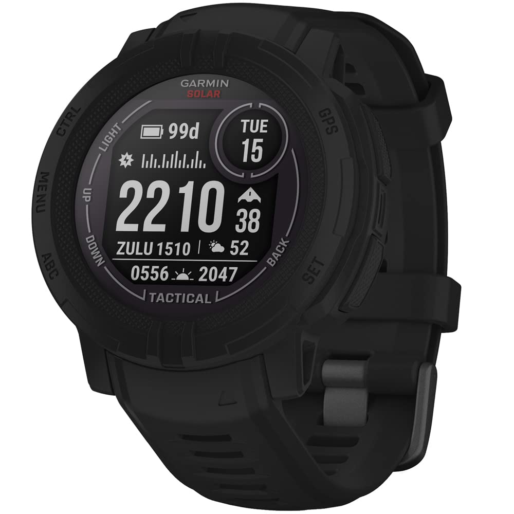Reloj inteligente GARMIN Instinct® 2 Solar - Tactical Edition Black con carga solar Power Glass y funciones tácticas avanzadas.