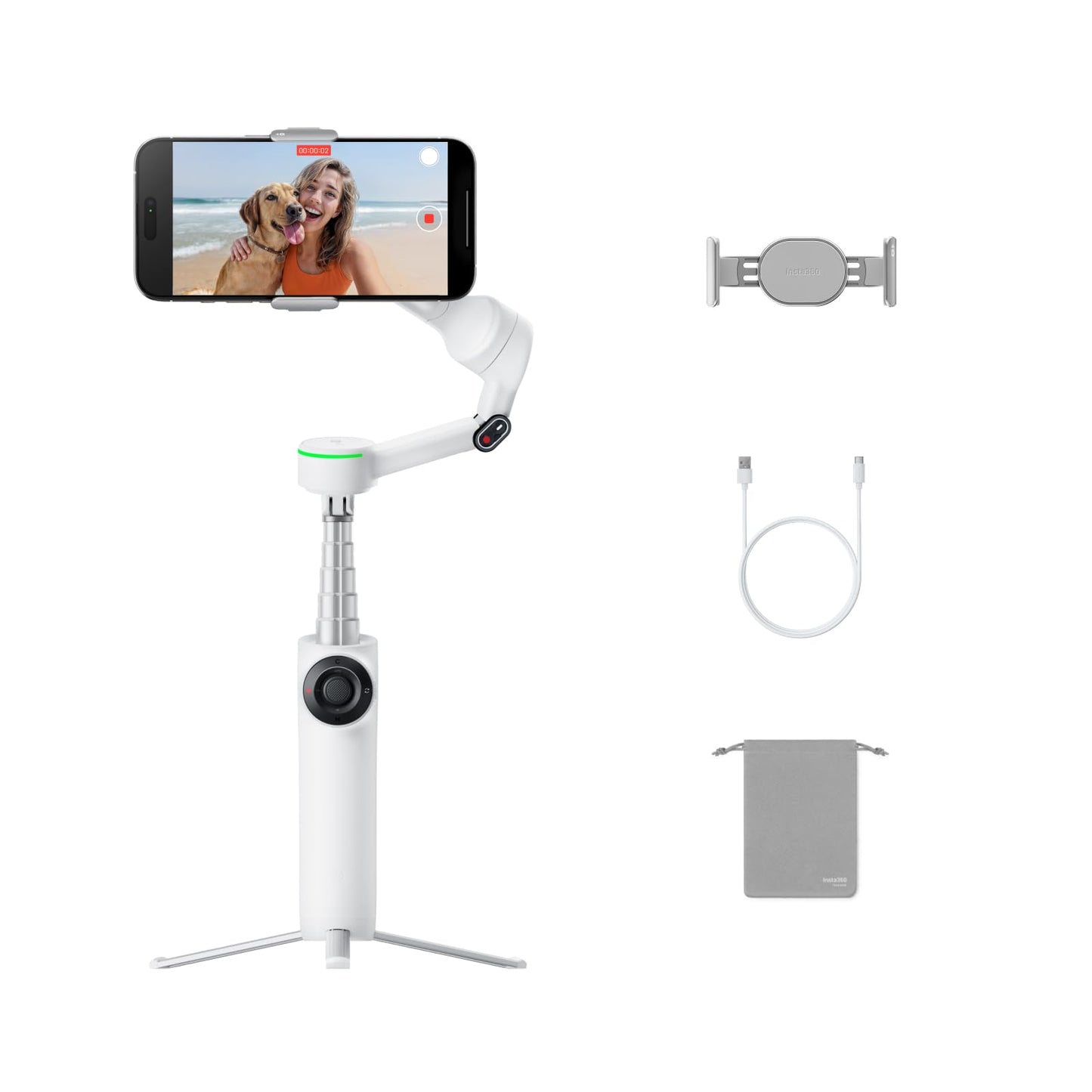 TRIPODE INSTA360 FLOW 2 AI TRACKER BUNDLE WHITE INS-FW2-TCK-WH