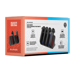 BASE DE CARGA SURGE QUAD CHARGER PARA NINTENDO SWITCH 2 JOY-CON 2 MAGNÉTICA USB-C LED 4 CONTROLES SG60087