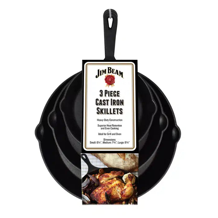 Jim Beam Set Sartenes 15Cm | 20Cm | 25Cm - 6" | 8" | 10" Hierro Fundido 3Pz Jb0195