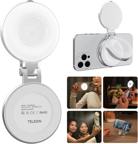 Luz magnética para selfies, luz de teléfono compatible con iPhone Magsafe Telesin C03
