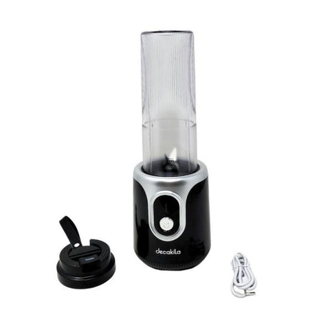 LICUADORA PERSONAL 500ML 7.4V AZUL BATERIA RE KMJB022B/L Decakila con accesorios, diseño compacto y portátil, color negro.