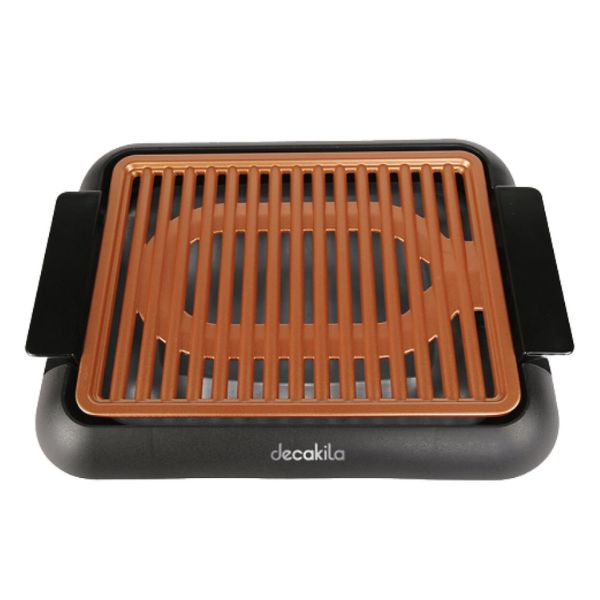 PARRILLA ELECTRICA 1200W L380XW250MM KUEC028B Decakila con revestimiento de cobre y asas frías