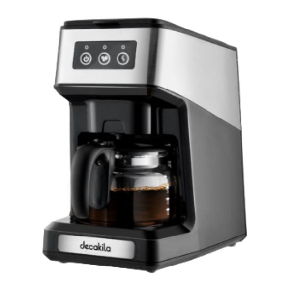 Cafetera COFFEE MAKER C/MOLEDOR 4TZA 0.6L 650W KUCF021B Decakila con jarra de vidrio y panel táctil.
