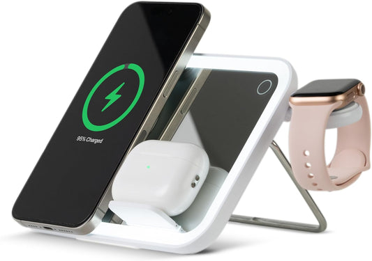 Base de carga con soporte magnético para teléfono y carga inalámbrica para iPhone