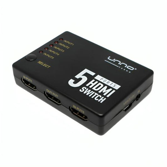 SWITCH UNNO TEKNO HDMI 5 PUERTOS HB1203BK