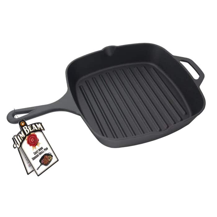 Jim Beam Paellera | Sarten Cuadrada Grill 26Cm | 10.50" Hierro Fundido Jb0176