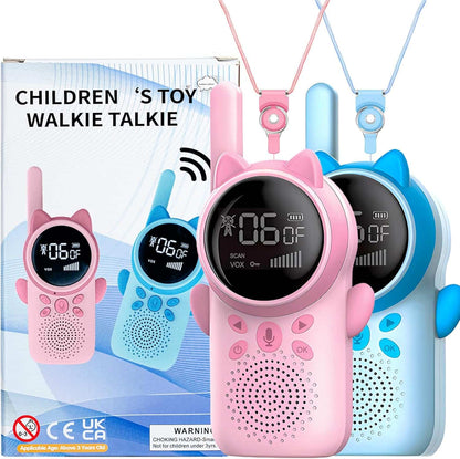 Walkie Talkies Recargables Para Niños,
  Paquete De 2 Walkie Talkies De Largo Alcance 22 Canales De Radio De 2 Vías
  Con Linterna Lcd Retroiluminada