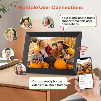 Marco de fotos porta retrato digital FRAMEO con WiFi de 10.1 pulgadas, 1280 x 800 HD IPS, 16 GB de memoria, rotación automática