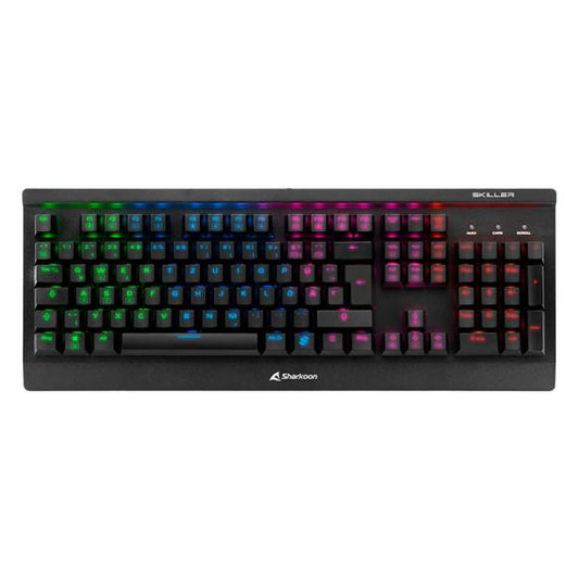 TECLADO GAMING RGB SHARKOON SKILLER SGK3 MECÁNICO ALÁMBRICO USB INGLÉS SWITCH ROJO 4044951019922