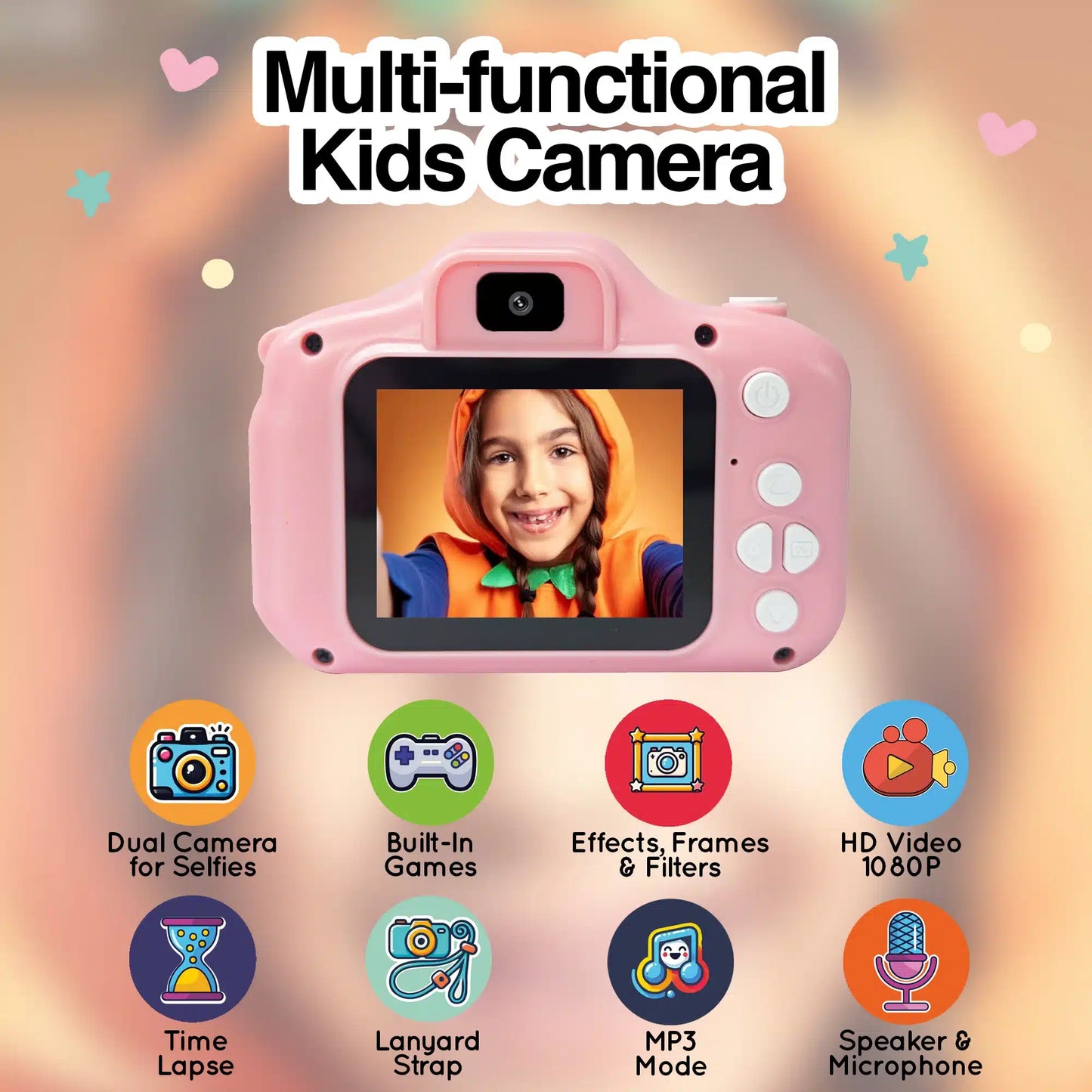 Cámara Magic Pix 81 - Cámara Digital Para Selfies Para Niños, Lente Dual celeste
