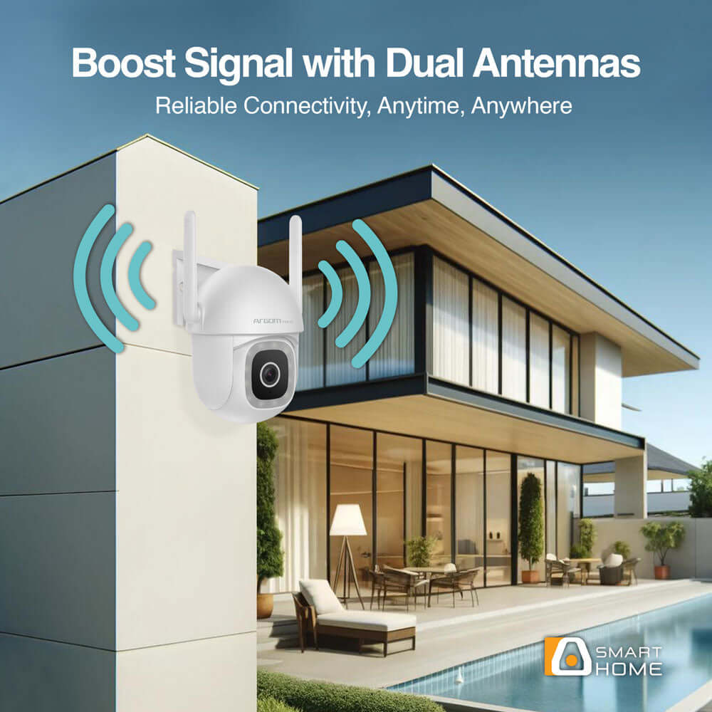 Cámara PTZ inteligente para exteriores con doble antena y conectividad confiable.