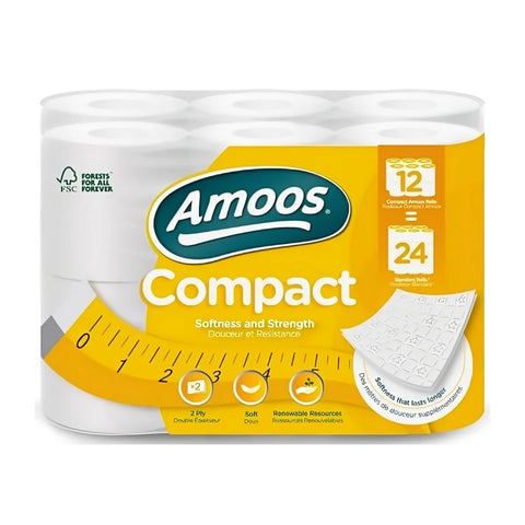 Amoos papel higienico compact doble hoja 266 H 12 rollos paq x 4 - H603212 packaging image