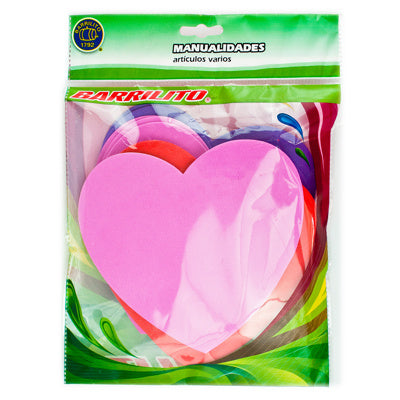 CALCOMANÍAS DE FOAMY BARRILITO CORAZÓN CON PEGAMENTO 15 X 14 CM 10 PIEZAS FS006
