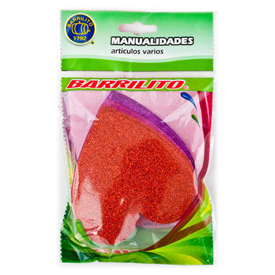 CALCOMANÍAS DE FOAMY BARRILITO CORAZÓN CON PEGAMENTO 9.6 CM 10 PIEZAS FS004