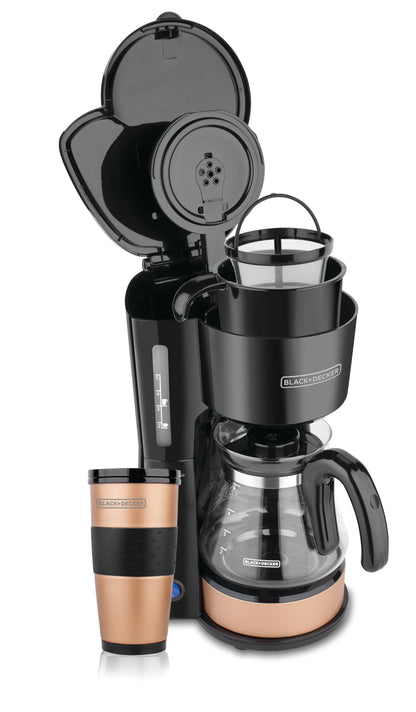 Black + Decker Cafetera 5 Tazas 4 En 1 Negro Cobre Cm0755Bc