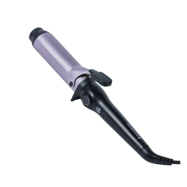 Rizador Remington Titanio CI5438-110F 38mm barril cerámica Ultra 38mm para ondas grandes y voluminosas, control temperatura 200°C, mango negro y morado