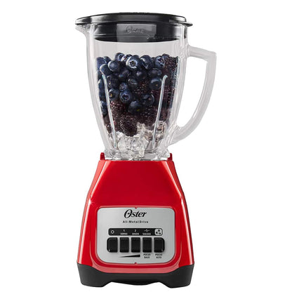 Licuadora Oster 2 Velocidades, Vaso Vidrio Boroclass, Motor Duradero, Cuchilla Trituradora De Hielo, Capacidad 1.5L, Acabado Rojo