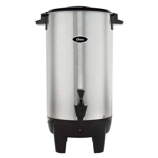 Percolador Oster De 45 Tazas - Acero Inoxidable Cepillado - Función Automática De Mantenimiento Del Calor - Asas Laterales Para Transporte - Luz Indicadora De Preparación.