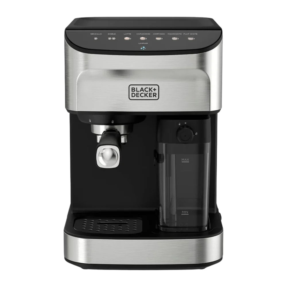 Black + Decker maquina de cafe espresso gustoso - EM0412-1SDLA, sleek design, digital interface, 20-bar pressure, removable water tank