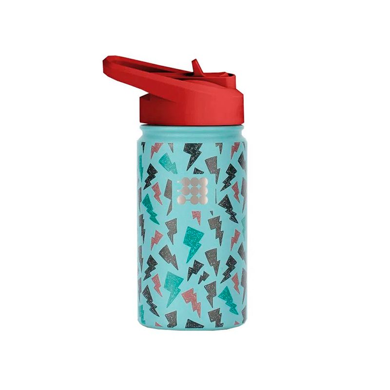 TERMO CUBITT NIÑOS GN TWO TONE BLUE - Botella térmica infantil azul con gráficos coloridos y tapa roja antiderrames.
