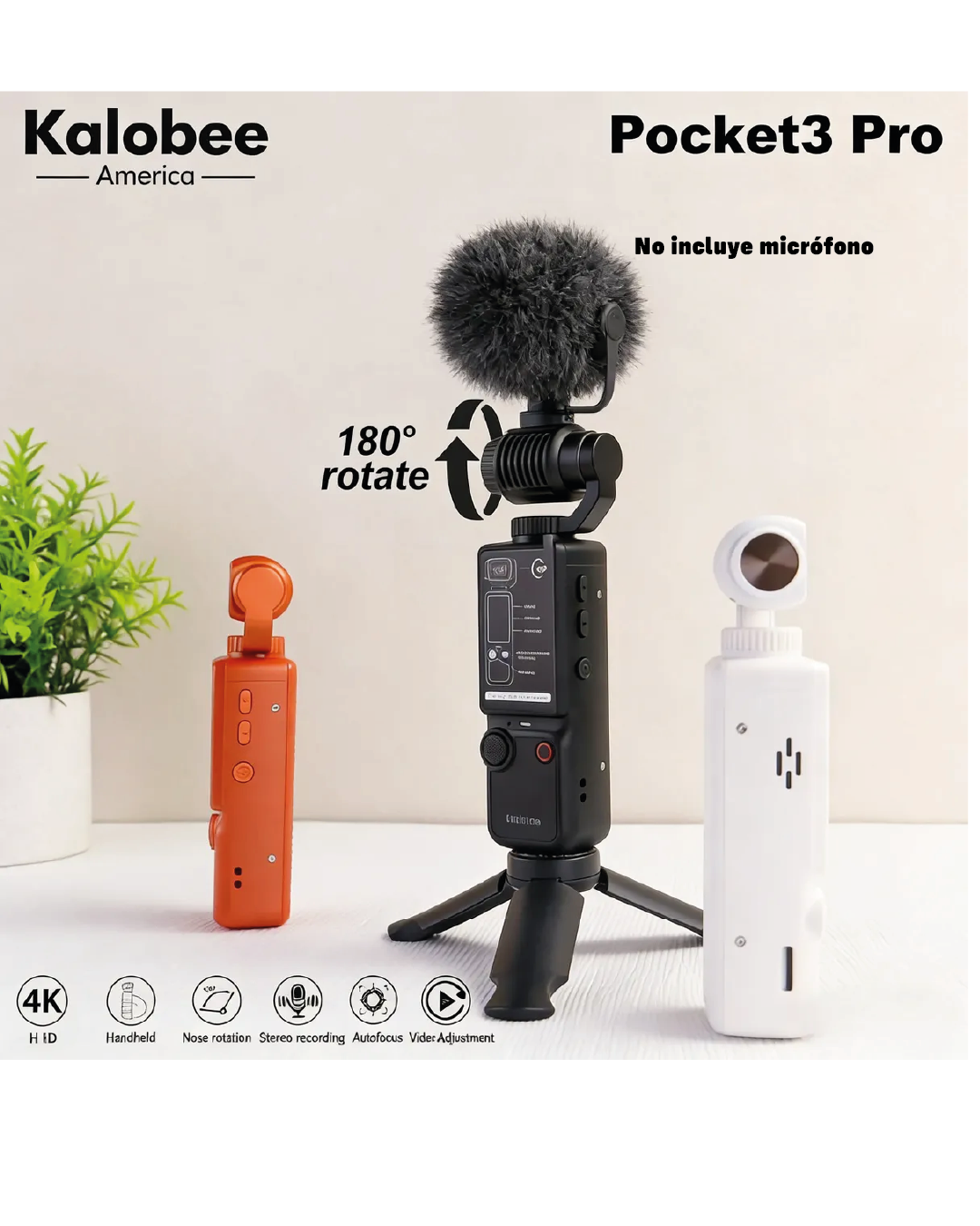 Cámara Giratoria Pocket 3 Pro Compact HD Kalobee