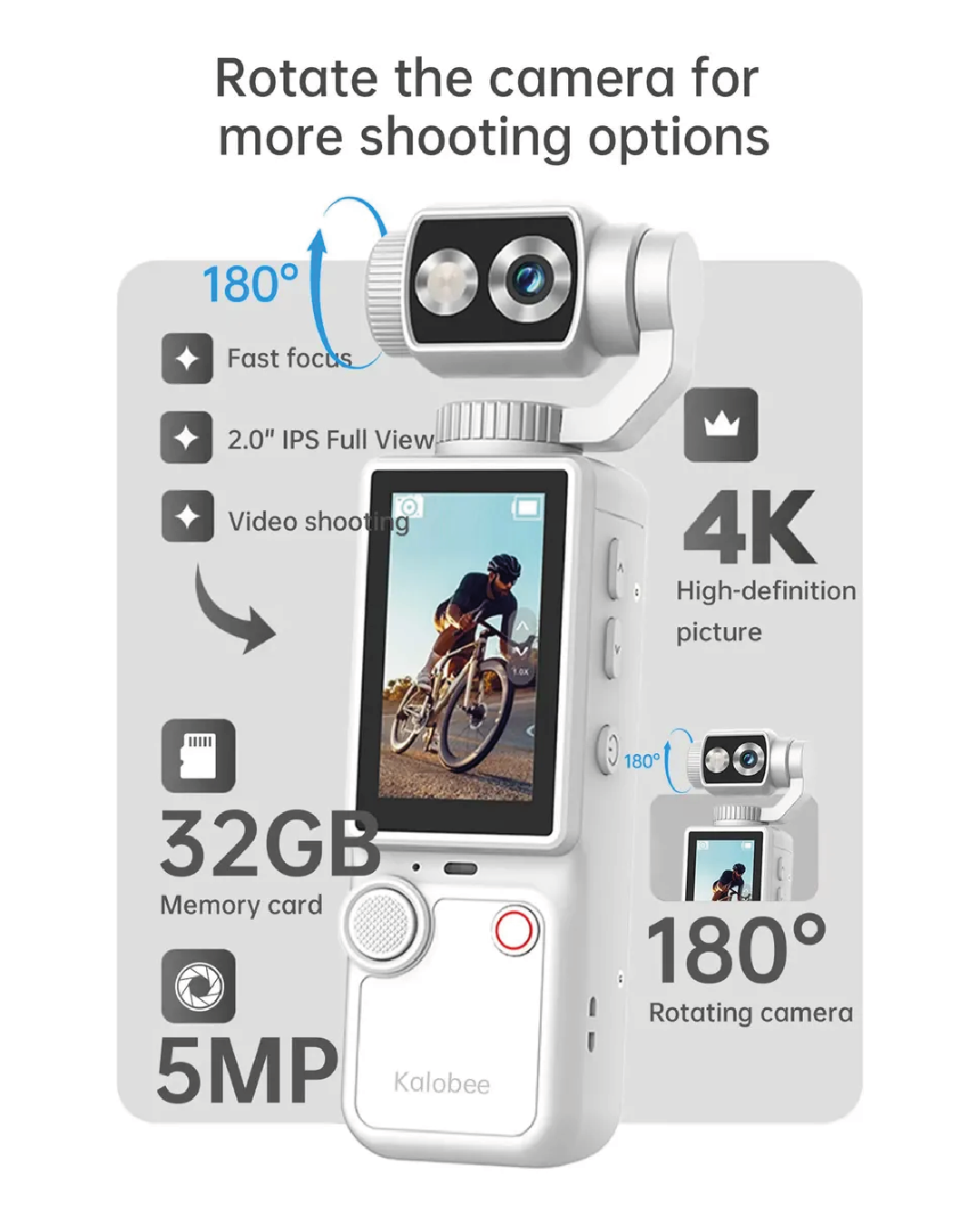 Cámara Giratoria Pocket 3 Pro Compact HD Kalobee