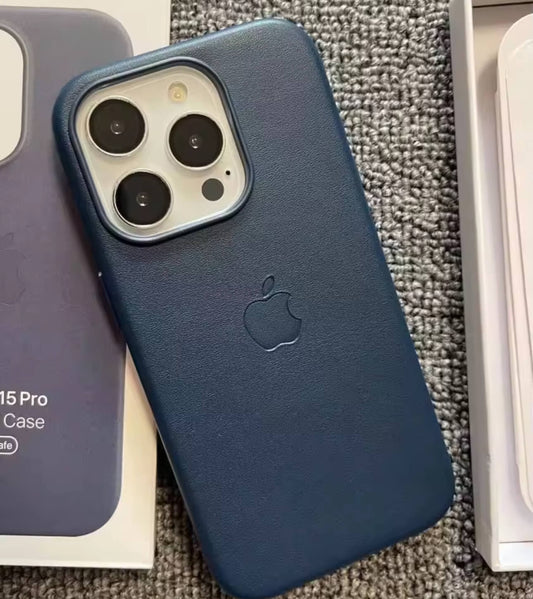 Estuche De Cuero Para Iphone de alta calidad con magsafe azul