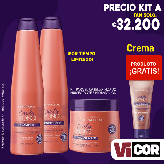 Kit shampoo + acondicionador + crema + regalía para el cabello rizado humectante e hidratante